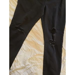 Black distressed cropped maternity jean